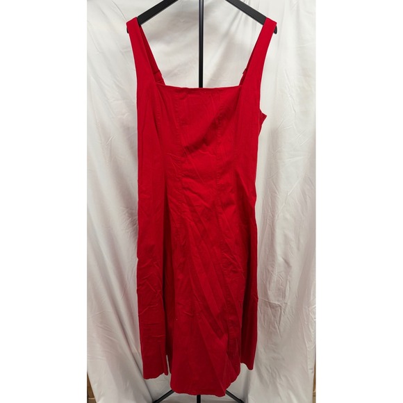 A&F NEW Women's The Mila Viral Fit and Flare Square Neck Midi Dress in Red XL - Picture 3 of 12